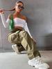 Pantaloni da Lavoro Americani Retro a Vita Alta a Gamba Larga da Donna - Traspiranti, Casual ed Eleganti per l'Estate