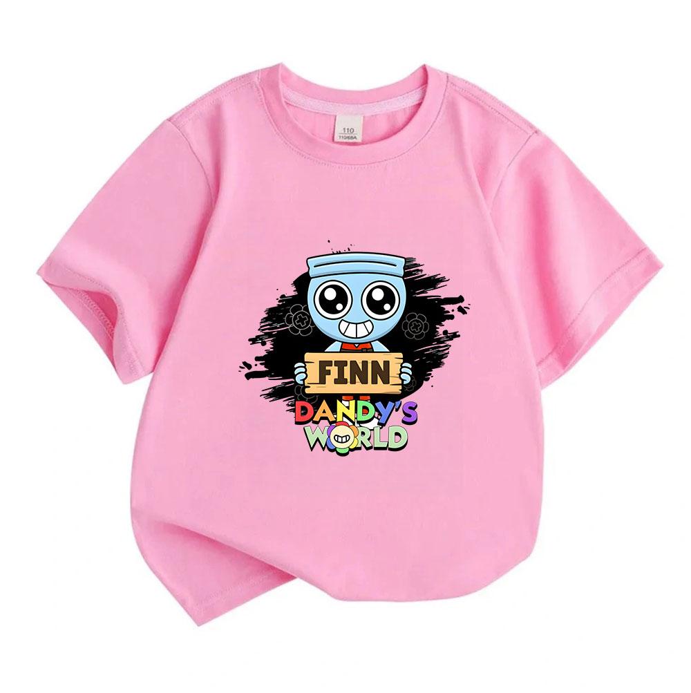 Kids Boys Girls 100% Cotton Short Sleeve Crew Neck T-Shirt, Cute Cartoon Blue Character Print Casual Soft Breathable Tee for Daily Wear, Home and Outd