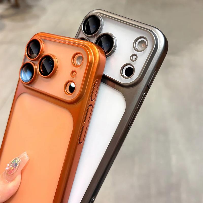 NEW Plating Frosted Translunt PC Phone Case For iPhone 17 Pro Max Air 16 15 14  Official Matte Lens Glass Protect Cover