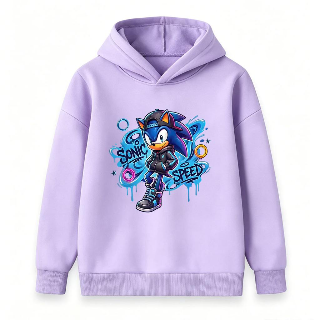 Kids Boys Girls Casual Pullover Hoodie, Cool Graffiti Cartoon Speed Hedgehog Print Long Sleeve Comfortable Soft Streetwear Hooded Sweatshirt for