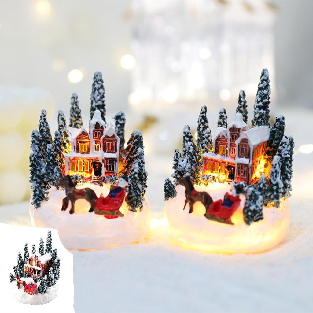 Luminous Small Christmas Village Decoration - LED Lighted Snow Scene, Perfect For Home