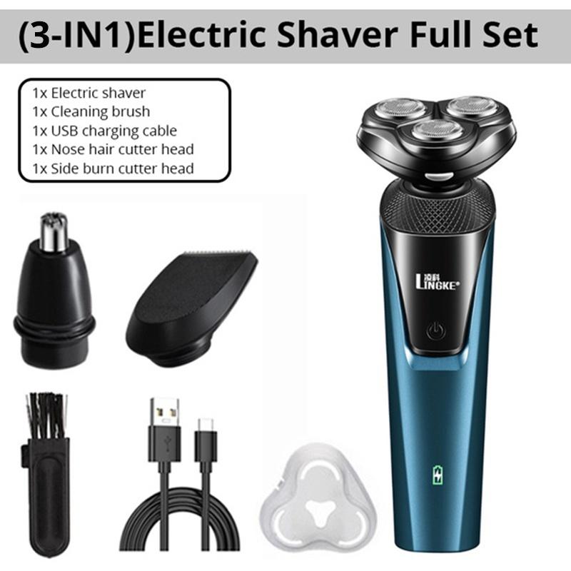 3 IN 1Electric Shaver Rechargeable 4D Electric Razor Shaving Machine for Men Beard Razor Wet-Dry Dual Use Water Proof Fast Charging