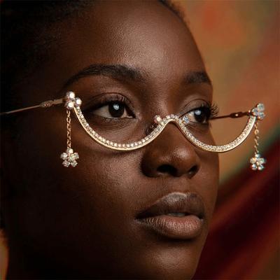Sparkling Rhinestone Glasses Frames Y2k Metal Rhinestone Mask Jewelry Exquisite Light Luxury Trendy Eyeglass Frame Unisex