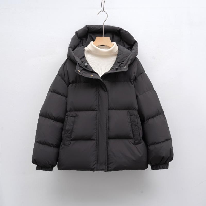 Down Jacket Loose White Duck Down Solid Color Simple Hooded Women's New Winter Warm Thickened Coat Tide