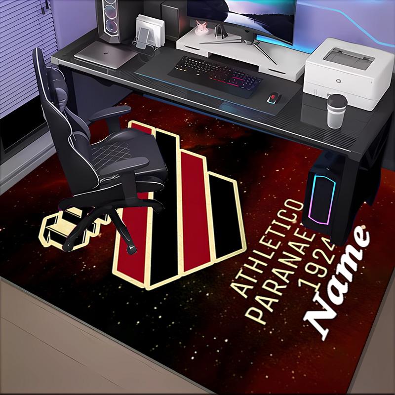 Custom Name Black Stripes Athletico Crest Rug Game Carpet, Floor Mat for Bedroom Living Room Entryway Rug, Home Decor Gift for Christmas Birthday