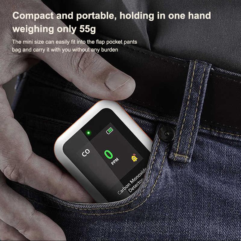 Portable CO Detector GZ-CO10 Carbon Monoxide Alarm USB Rechargeable Sensor for Home Car Camping Safety