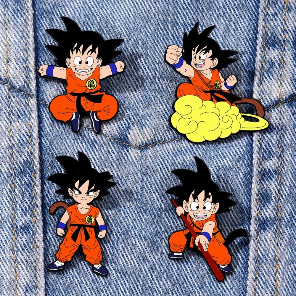 4 Pcs Son Goku Dragon Ball Cartoon Character Brooch Enamel Pin Metal Badge Jewelry For Clothes And Backpack Accessories Gift