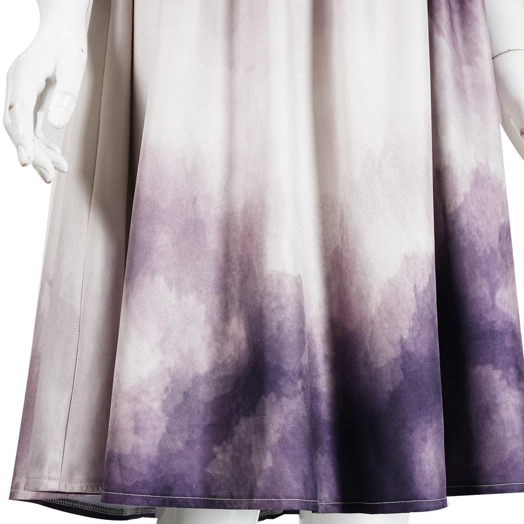 The Exorcist Witch Catherine Cosplay Gradient Waist-Cinched Dress, Horror Movie Halloween Costume