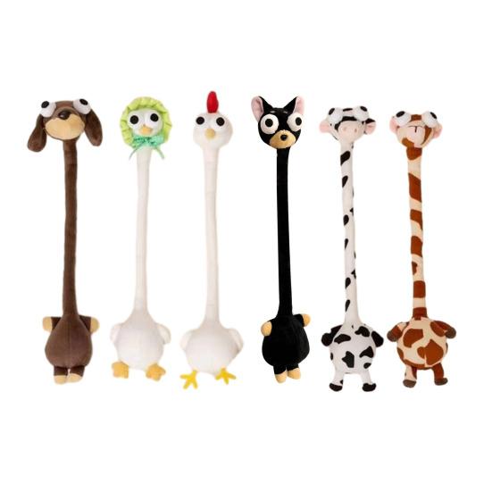 Cute Big-Eyed Stuffed Toy Long Neck Dog Duck Giraffe Plush Doll Car Bag Keychain Cute Animal Bendable Plush Figure Unique Gift for Dog Lovers