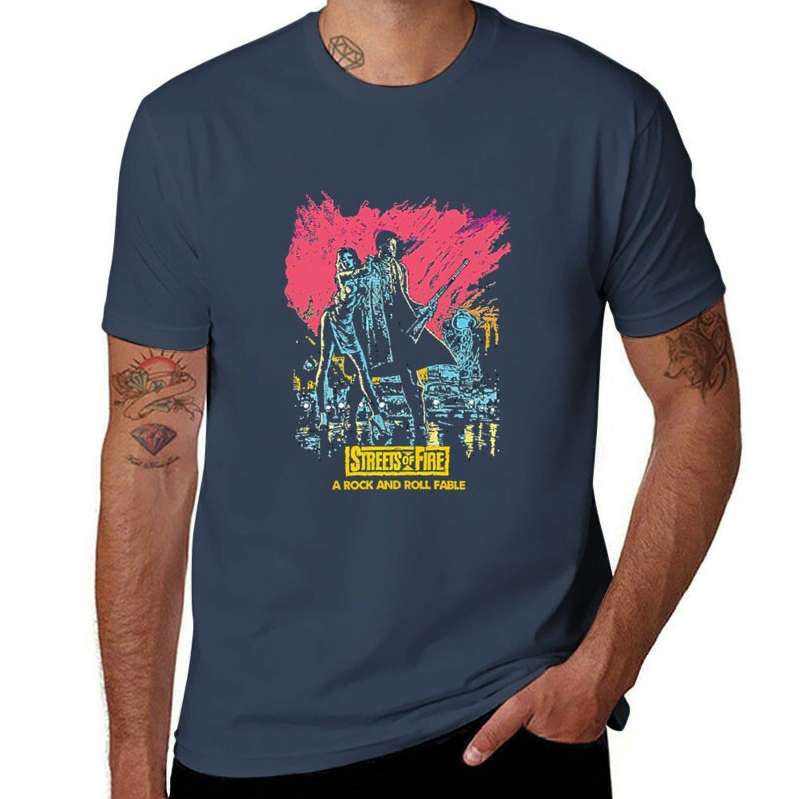 Streets Of Fire Distressed Tshirt Basic Casual Wear Short Sleeve Top S
