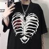 Dámské tričko Harajuku Y2K Top Harajuku Retro Korejský styl Černý démon Punk Gotický Anime potisk Slim fit Tenké tričko Oblečení