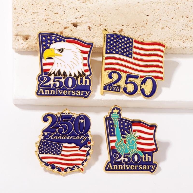 250Th Anniversary Patriotic Brooch With Adjustable Pin Metal Badge For Suits Scarves Backpacks And Collectibles