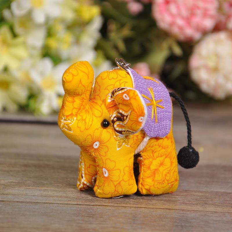 Тайский Цветочный Слон Брелок: Маленькая тканевая сумка-брелок Сувенир - Идеально подходит для фестивалей, дней рождений, подарков в путешествие.
