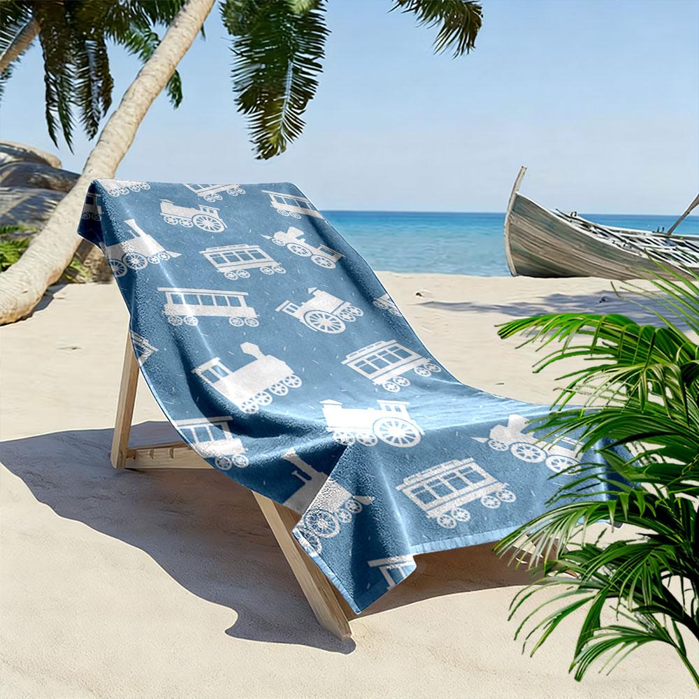 Dreamy train journey Print beach towel, quick drying, suitable for travel, outdoor sports, jogging, the beach and swimming, gift