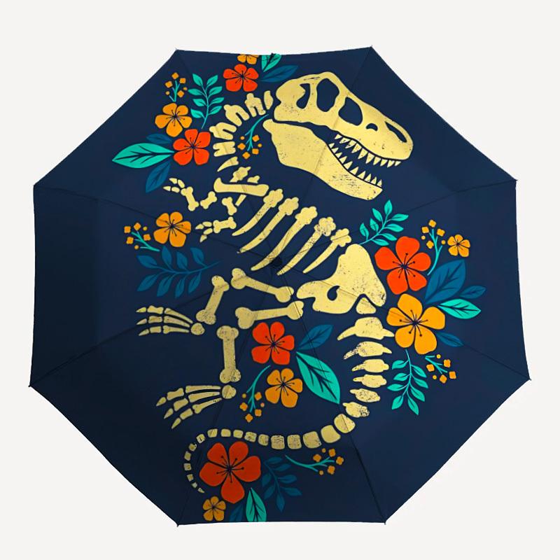 

1pc Dinosaur Skeleton PrintAutomatic Open/close, All-Season Portable Folding Umbrella for Friends, Travel, Everyday, Events - Compact Paraso