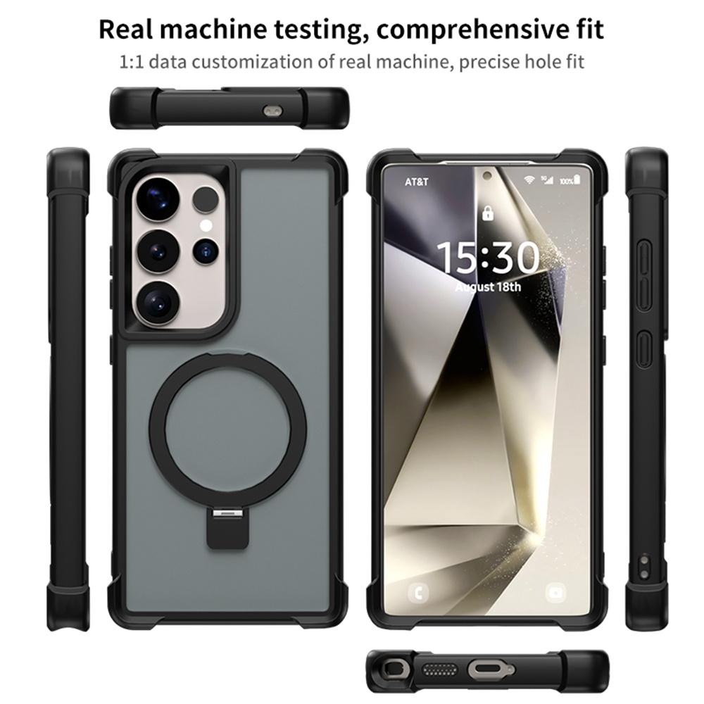 Dla Samsung Galaxy S25 Ultra Magnetyczne Etui Anty-Upadek TPU+PC Podpórka Tylna Pokrywa Telefonu