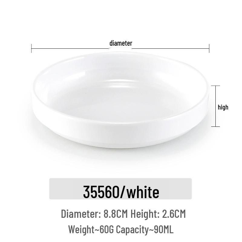 Small Melamine Bowl - Imitation Porcelain, Round Plastic Plate for Dipping Sauce or Snacks, Ideal for Commercial Use