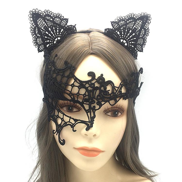 Handgefertigtes Schwarzes Spitzen-Stirnband-Maske Für Halloween Und Kostümveranstaltungen Mit Vielseitigen Styles