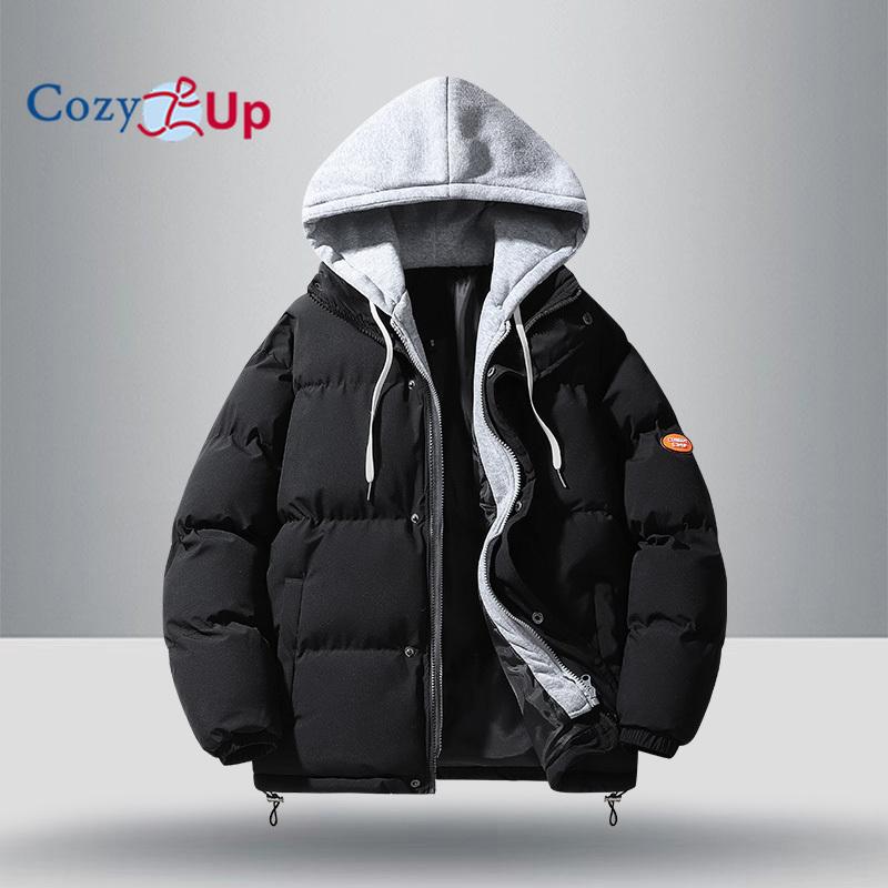 

Уютное мужское зимнее пальто с капюшоном, теплая куртка-пуховик, утепленное хлопковое пальто со съемным капюшоном M чёрный