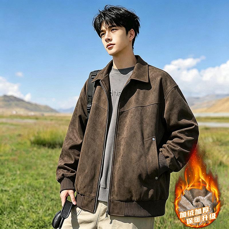 Men S Pu Leather Fleece Lined Warm Casual Jacket