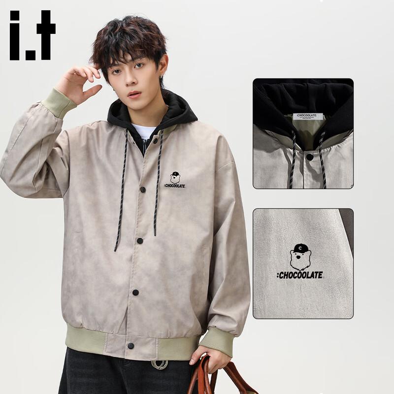 CHOCOOLATEit Men's American Style Mock Two-Piece Hooded Jacket