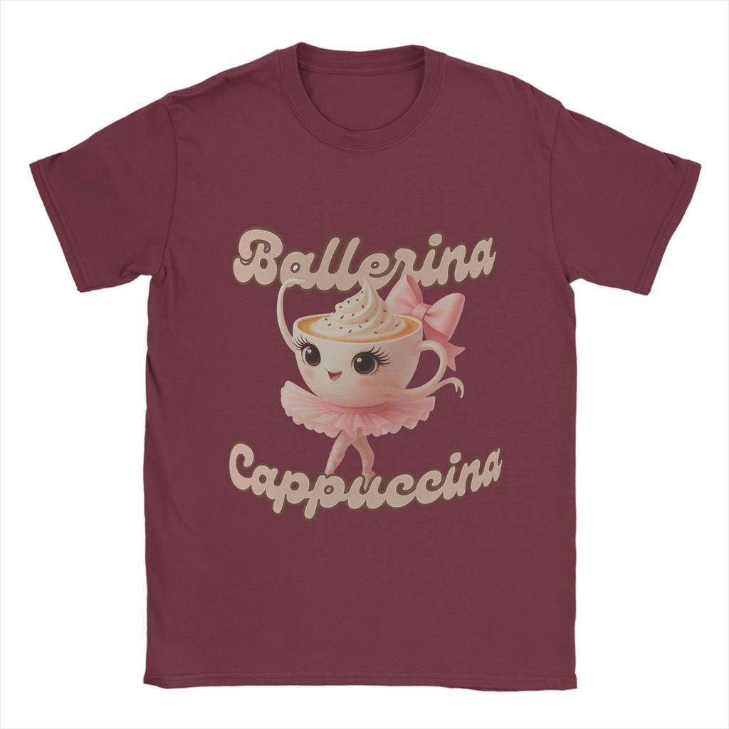 Ballerina Cappuccina T Shirt For Men Summer Funny Coffee Meme Streetwear T-Shirts Comfortable Tees Plus Size Design Tops