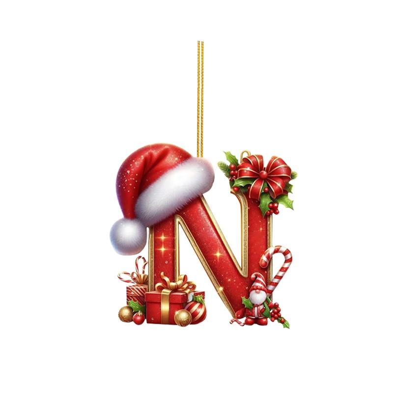 Christmas 26 Letters Ornament Flat Hanging Pendant Personalized Holiday Festive Tree Decor Gift For Christmas Party Ornament