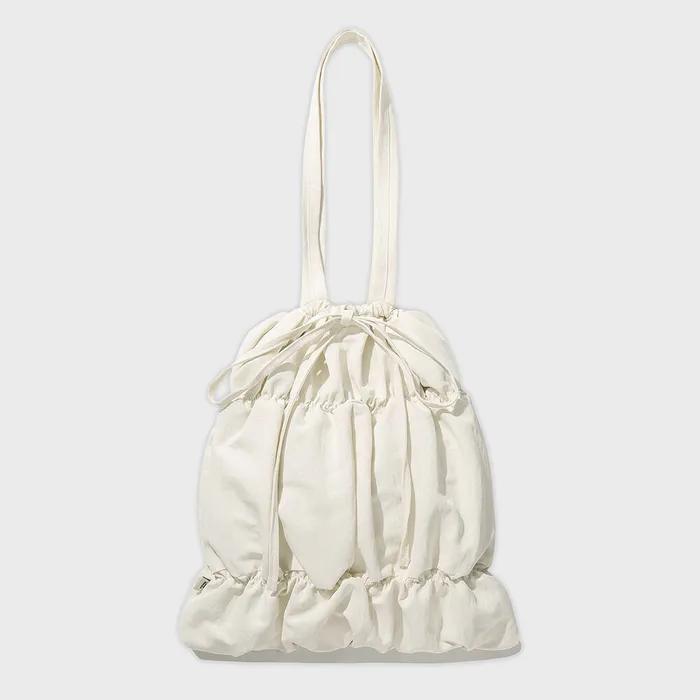 Clover Heart Shirred Ribbon Eco Bag Ivory