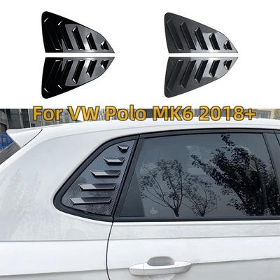 For Volkswagen VW Polo MK6 2018+ Car Side Vent Rear Window Shades Scoop Louver Shutter Sticker Cover Trim Accessories