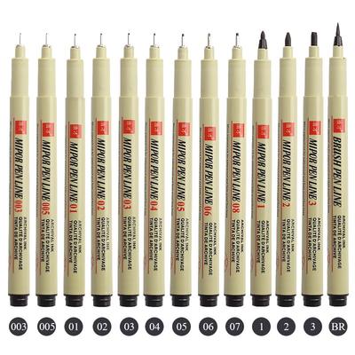 1/ 3 Stk Pigment Liner Micron Stift Nadel Zeichen Manga Stift Pinsel Kunstmarker Wasserdichter Fineliner Skizzenstift Schreibwaren