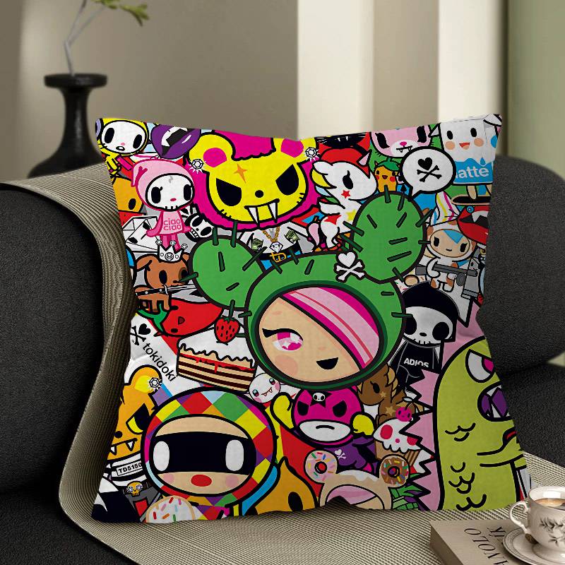 Cartoon T-Tokidoki Pillow Covers Cartoon Sofa Decorative Home Double-Sided Printing Short Plush Cute Cushion Cover