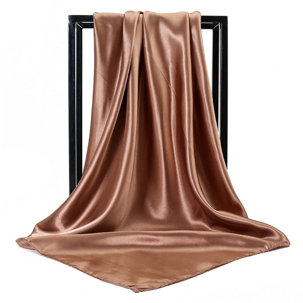 

90cm Paisley Hijab Solid Color Scarf Shawl High Quality Silk Scarf Hair Accessories верблюд