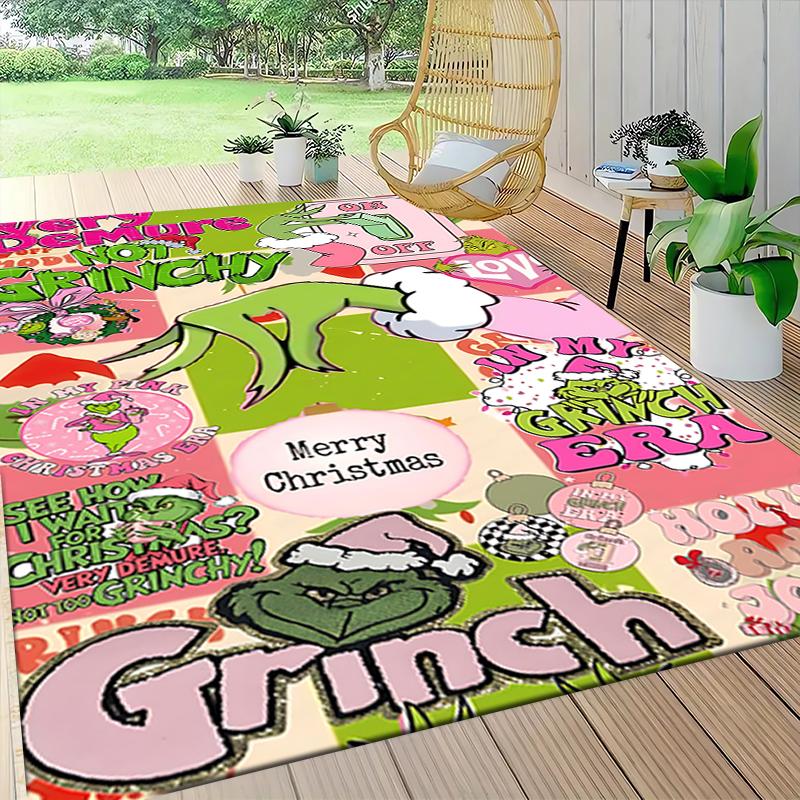 Grinch Christmas Collage Carpet Rug Soft Washable Antislip Home Living Room Sofa Mats Personalized Christmas Rug