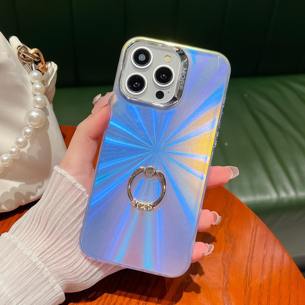 Dla iPhone 15 Pro IMD Elektroplaterowane Etui na Telefon Ring Kickstand Matowe PC+TPU Pokrowiec