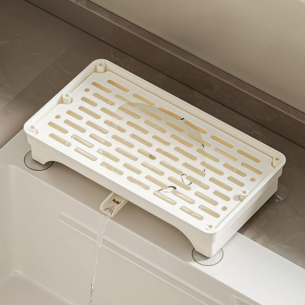 

1pc Heavy-Duty Carbon Sink Organizer with Drainage System & Removable Partition - Space-Saving Sink Caddy, Rust-Resistant