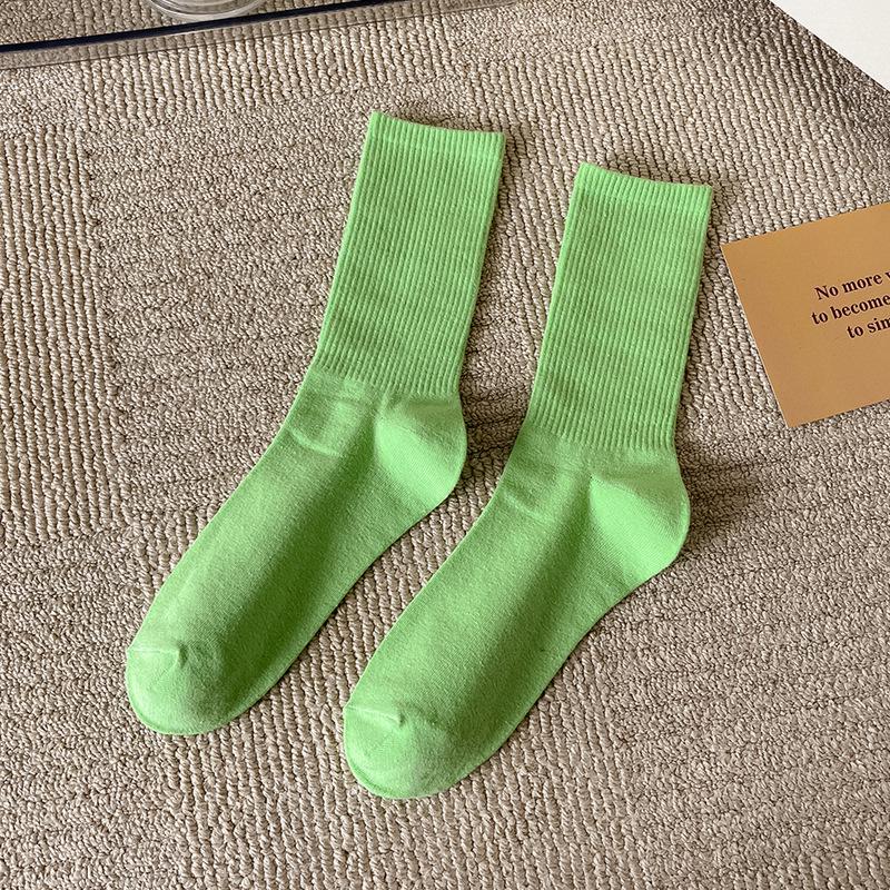 Women's Trendy Candy Color Thin Mid-Calf Socks - Colorful Japanese Style Summer Pile Socks