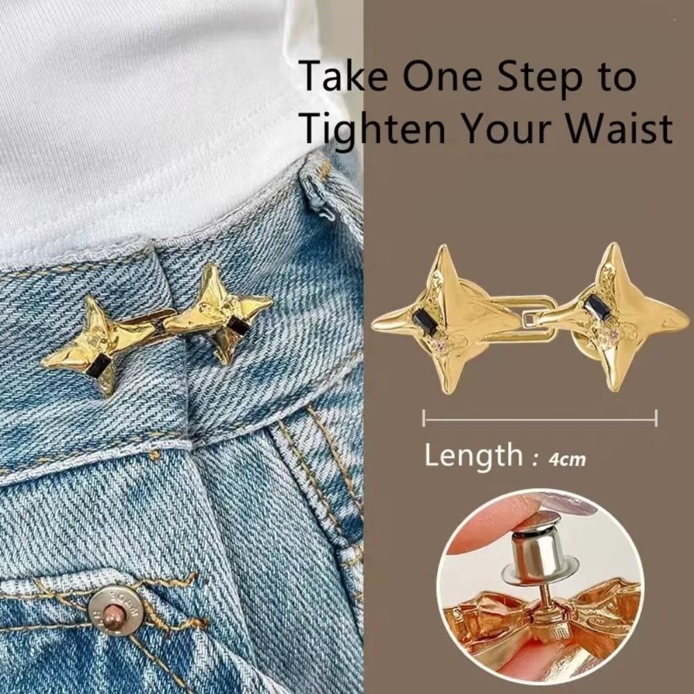 Four Pointed Star Jeans Buttons Adjustable Pants Pins Fashionable Belt Buckles  Scarf Fastening