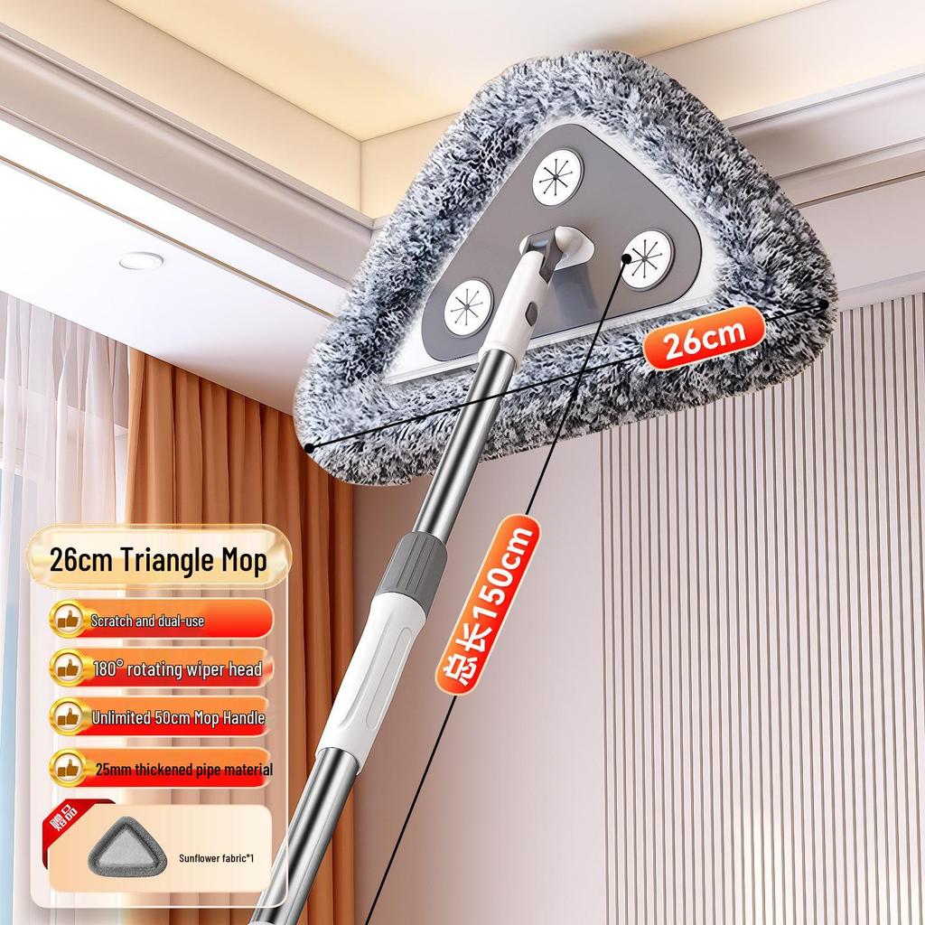 Multi-Functional Telescopic Triangle Mop for Cleaning Ceilings, Walls, and Roofs