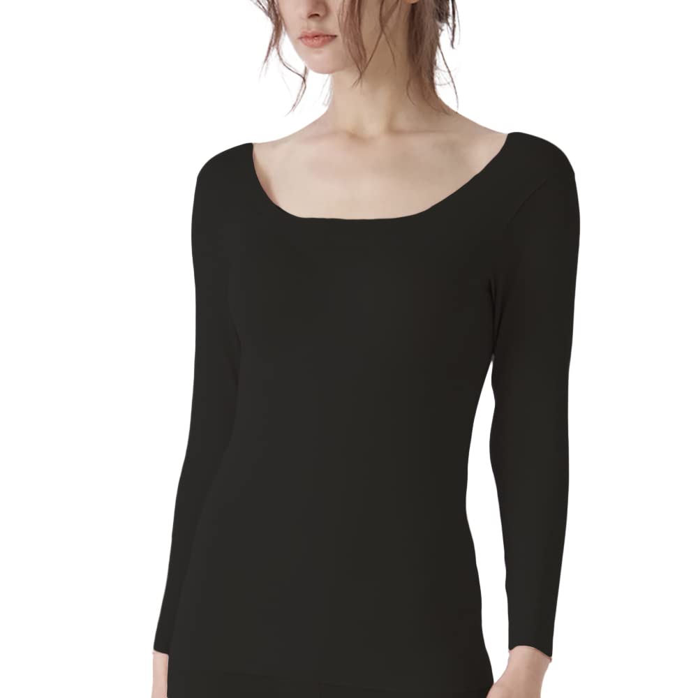 Gunze Sleeve Inner Kirei Labo Cotton New Size M 3/4 Padded, Fitte, Blend, Seamless, Women's, Black,