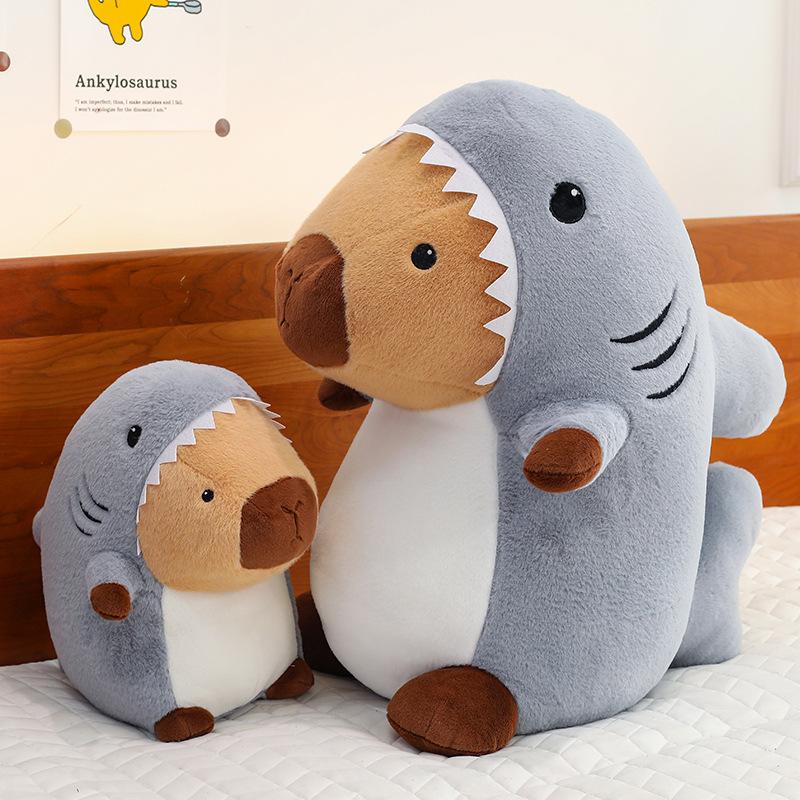 New Shark Transformed Capybar Plush Toy Children's Sleeping Pillow Claw Machine Redeems Gifts for Ring