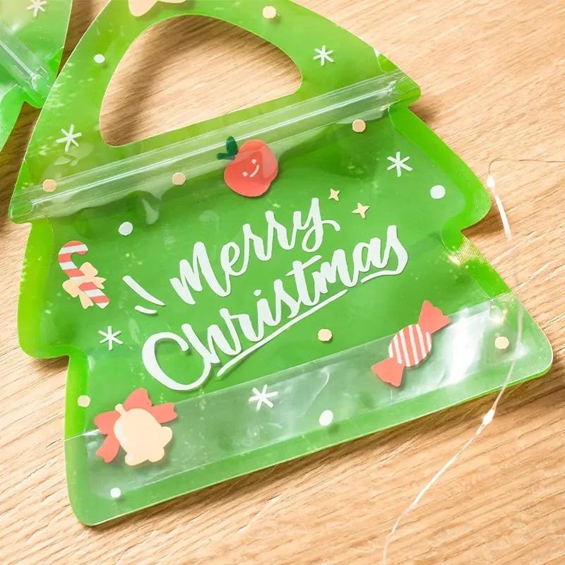 10PCS Christmas Festival Gift Bags Halloween Candy Packaging For Biscuits Cookies Chocolate Parties Holiday Decor Ziplock Bags
