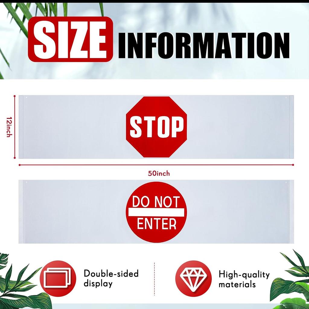 Peryiter 2 Pieces Door Guard Safety Banner 50 x 12 Inch Combination Double Sided Do Not Enter Sign for Bedroom Stop Sign Strip for Wandering