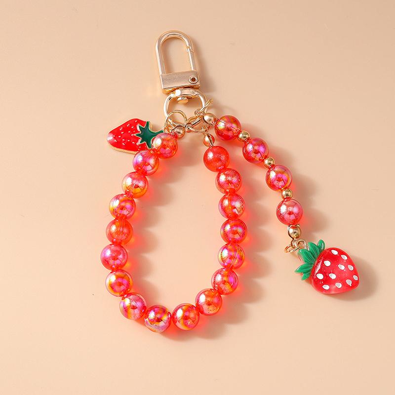 Pretty Handmade Beaded Bracelet Keychain Wristlet Keyring Pendants for Women Girls Handbag Decor DIY Kid's Jewelry Accessories