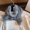 Long Cotton Linen Scarf Retro Silk Scarf Versatile Flaxen Lace Scarf  for Women