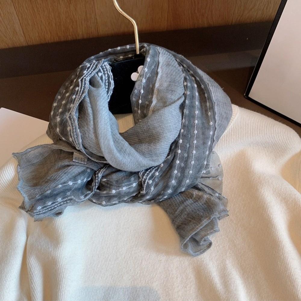 Solid Color Cotton Linen Scarf Long Sunscreen Shawl Casual Silk Scarf  for Women