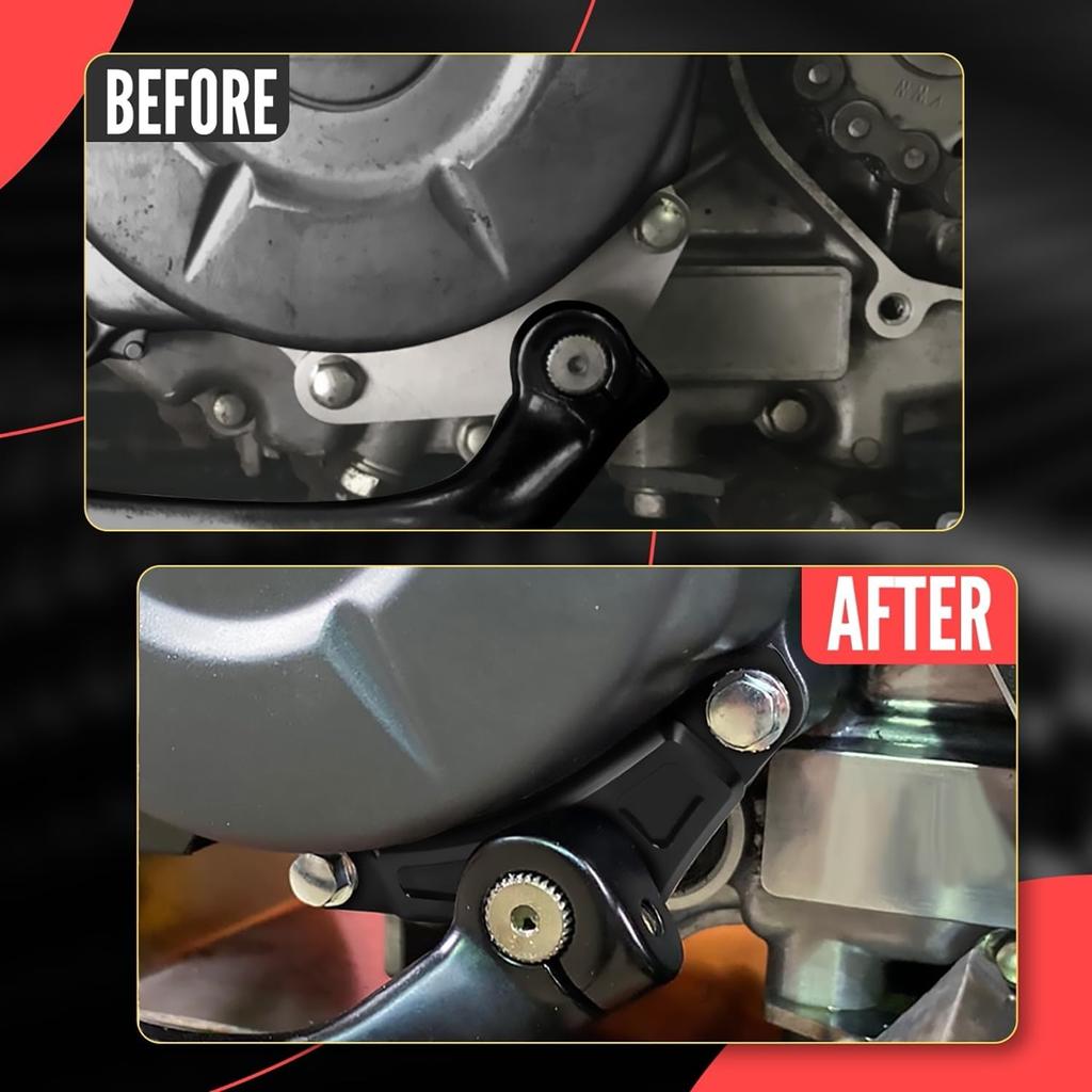 Canitu Black Shift Shaft Brace,Anodize CNC Billet Aluminum Shifter Support Holder Sprocket Cover Carrier with 2 Bolts Support Bracket for Honda