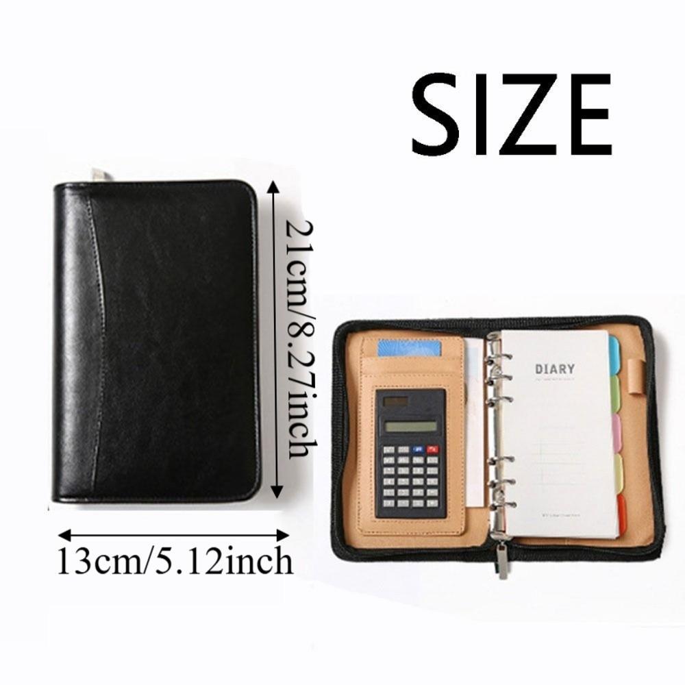 PU Leather Portfolio Binder Cover 6-Ring Business Notebook Loose Leaf Notebook  Conference Use