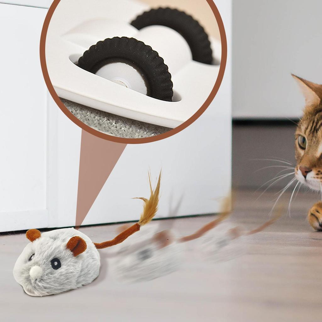 Cat Toy Games Rechargeable Plush Mice Interactive Toys For Cats With Silent Wheel For Play Exercise Entertain Training Halloween