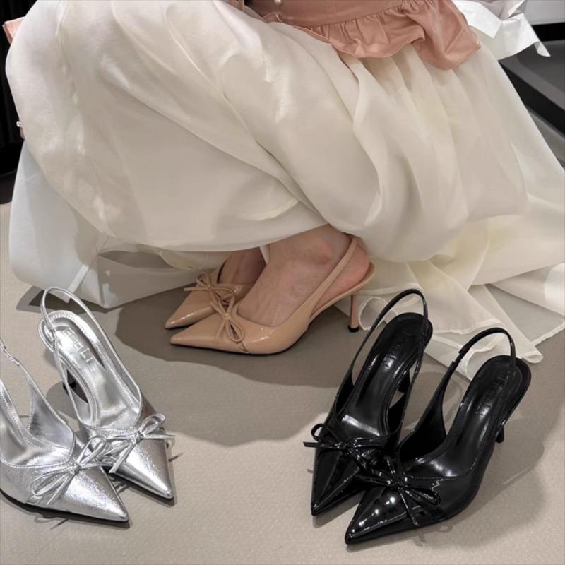 Fashion Bow High Heels For Woman Sexy Pointed Toe Patent Leather High Heels 2025 New Autumn Elegant Woman Heeled Shoes