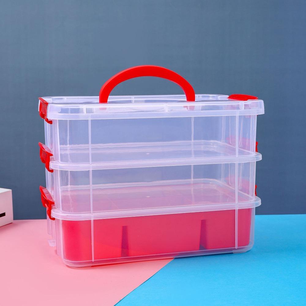 3-Schichtige Multifunktionale Aufbewahrungsbox Mehrschichtiger Transparenter Kunststoff-Organizer-Koffer Trompetenförmige PP-Box Aufbewahrungsbehälter Box